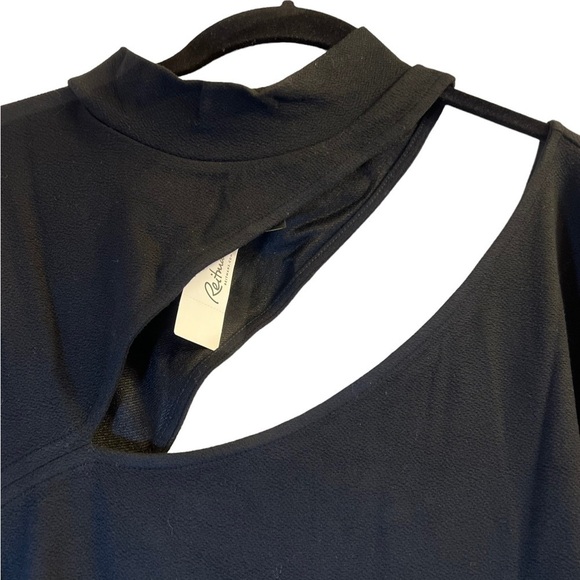 Reitmans Women's Dress 2X Black Bodycon Asymmetrical Cutout Long Sleeve Fitted - Picture 8 of 15